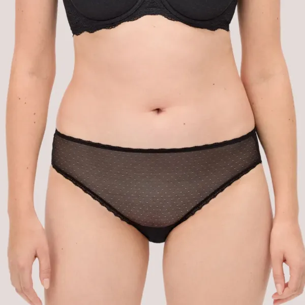 Ysabel Mora Set Γυναικείο Σουτιέν C Cup με δαντέλα & ελαφρυά ενίσχυση & ψηλόμεσο σλίπ χρώμα μαύρο Black 10840