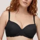 Ysabel Mora Set Γυναικείο Σουτιέν C Cup με δαντέλα & ελαφρυά ενίσχυση & ψηλόμεσο σλίπ χρώμα μαύρο Black 10840