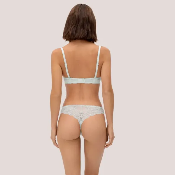 Ysabel Mora Set Γυναικείο Σουτιέν B Cup με δαντέλα & ελαφρυά ενίσχυση & String σλίπ χρώμα μέντας  Mint Green 10838