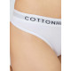 Cottonhill Γυναικείο Βαμβακερό Στρίνγκ String μe λάστιχο Λευκό με μαύρο λάστιχο CH0622