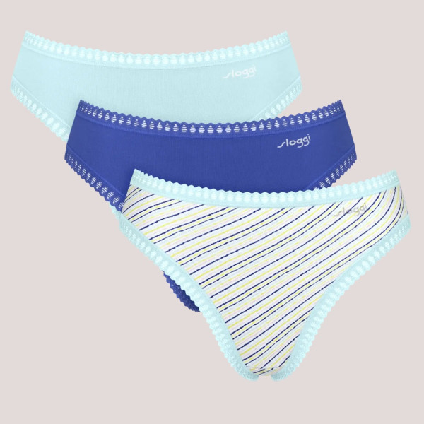 Sloggi Γυναικεία Βαμβακερά εσώρουχα Σλιπ tai 3τεμ Οικονομική Συσκευασία Go Crush High Leg 10219672.M007/B5