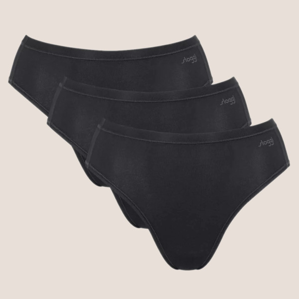 Sloggi  GO Daily Cotton Γυναικεία βαμβακερά Tai Σλιπ 3 Τεμάχια Μαύρο 10222331 0004