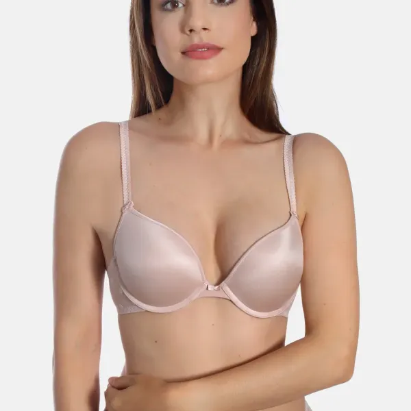 Sassa Γυναικείο Σουτιέν Μπεζ Push up B Cup με δαντέλα στο πλάϊ 29039  Beige
