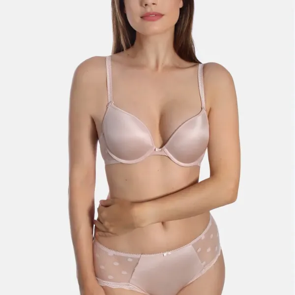 Sassa Γυναικείο Σουτιέν Μπεζ Push up B Cup με δαντέλα στο πλάϊ 29039  Beige