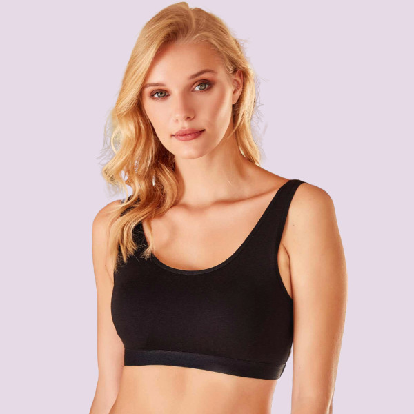 Berrak Γυναικείο εφηβικό Μπουστάκι χωρίς ενίσχυση ελαστικό Μαύρο 2644 cotton & micromodal