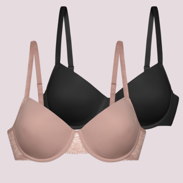Dorina Γυναικεία Σουτιέν Nadia Σετ 1+1 δώρο με ενίισχυση για μεγάλο στήθος Μπεζ Ροζ-Μαύρο FXTT0002LA172-2X0428