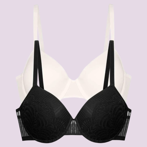 Dorina Γυναικεία Σουτιέν Σετ 1+1 δώρο για Μεγάλο Στήθος Μαύρο & Ιβουαρ FXTT0099LA189-2X0018 Emersyn
