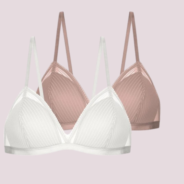 Dorina Γυναικεία Σουτιέν Bralette Λευκό & Σομόν 1+1 Δώρο χωρίς μπανέλα Collection Lamina FXBR0048LA077-2X0465