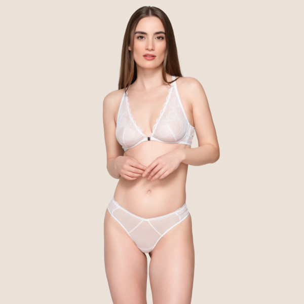 Luna Γυναικείο Sexy Εσώρουχο Brazil String Λευκό White Summer Collection 2024 Συλλογή 26500 Νυφική Συλλογή