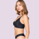Luna Γυναικείο Μαύρο Σουτιέν sports μπουστάκι αμπάνελο για στήριξη & κούμπωμα στο πίσω μέρος 5400 