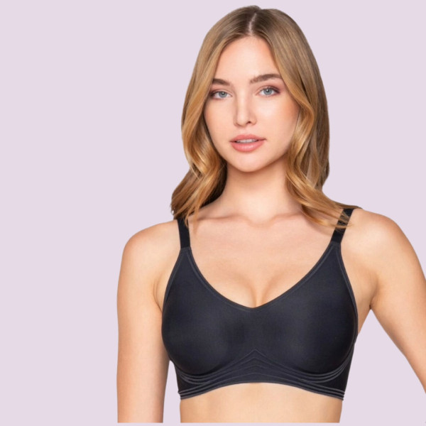 Luna Γυναικείο Μαύρο Σουτιέν sports μπουστάκι αμπάνελο για στήριξη & κούμπωμα στο πίσω μέρος 5400 