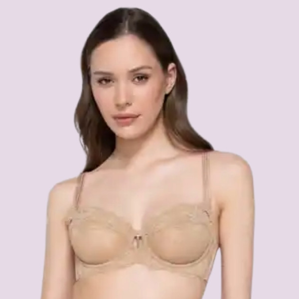 Luna Venus Γυναικείο Μπέζ Σουτιέν balconette με δαντέλα χωρίς ενίσχυση & για μεγάλο στήθος C & D Cup 15500