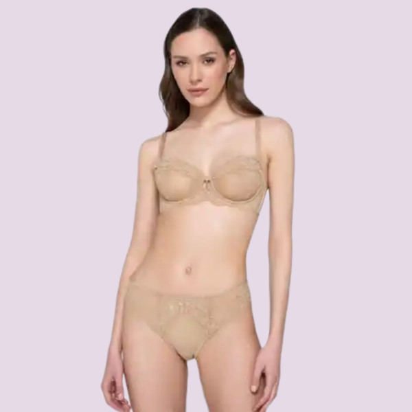 Luna Venus Γυναικείο Μπέζ Σουτιέν balconette με δαντέλα χωρίς ενίσχυση & για μεγάλο στήθος C & D Cup 15500