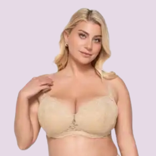 Luna Venus Γυναικείο Μπεζ χρυσό Σουτιέν balconette με δαντέλα για μεγάλο στήθος E F G Cup 15502 