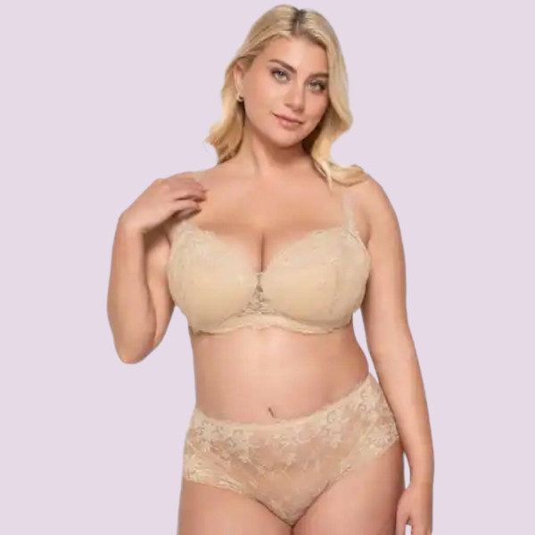 Luna Venus Γυναικείο Μπεζ χρυσό Σουτιέν balconette με δαντέλα για μεγάλο στήθος E F G Cup 15502 