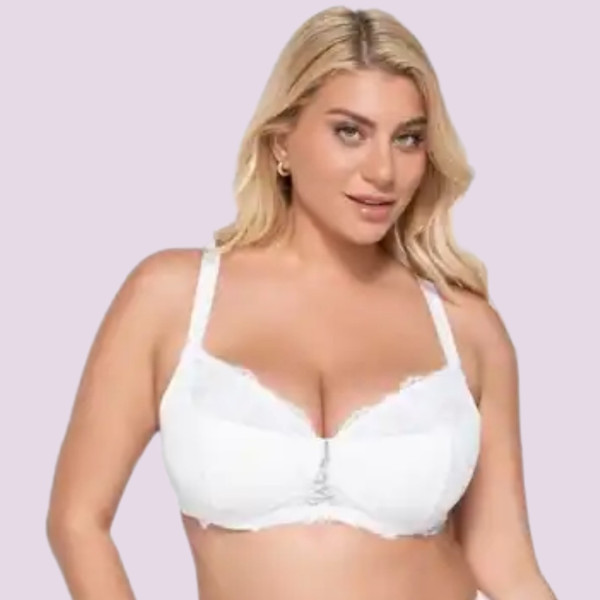 Luna Venus Γυναικείο Λευκό Σουτιέν balconette με δαντέλα για μεγάλο στήθος E F G Cup 15502 