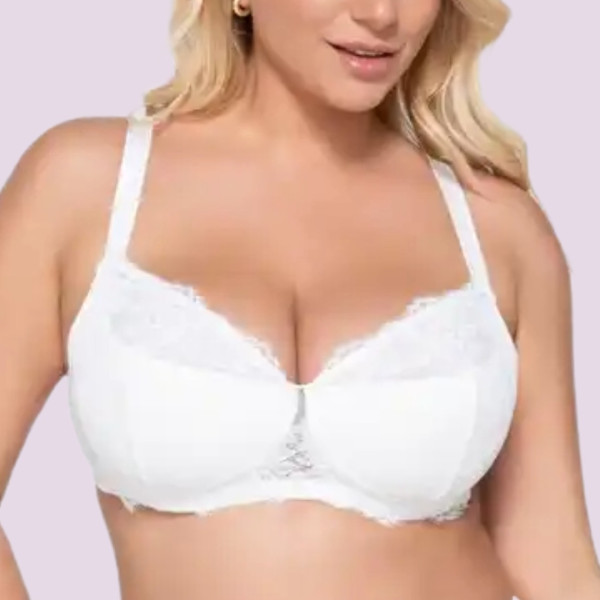 Luna Venus Γυναικείο Λευκό Σουτιέν balconette με δαντέλα για μεγάλο στήθος E F G Cup 15502 