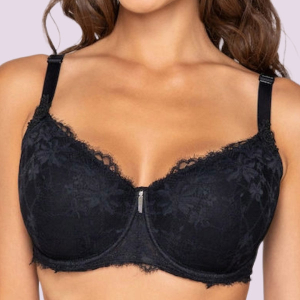 Luna Venus Γυναικείο Μαύρο Σουτιέν balconette με δαντέλα για μεγάλο στήθος E F G Cup 15502 