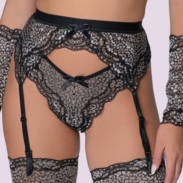 Milena by Paris Brazil Lace Γυναικείο Σλιπ Δαντελα sexy  Μαύρο εσώρουχο με ασημοκλωστή 008483