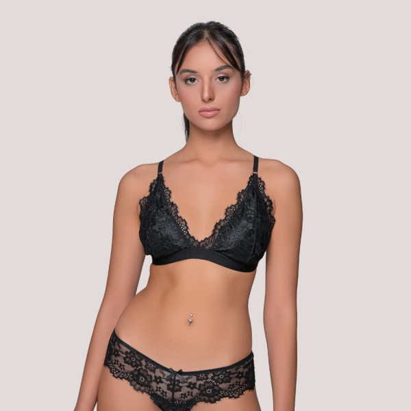 Milena by Paris Bralette Lace Σουτιέν με φανταστική δαντέλα Μαύρο Black 010195