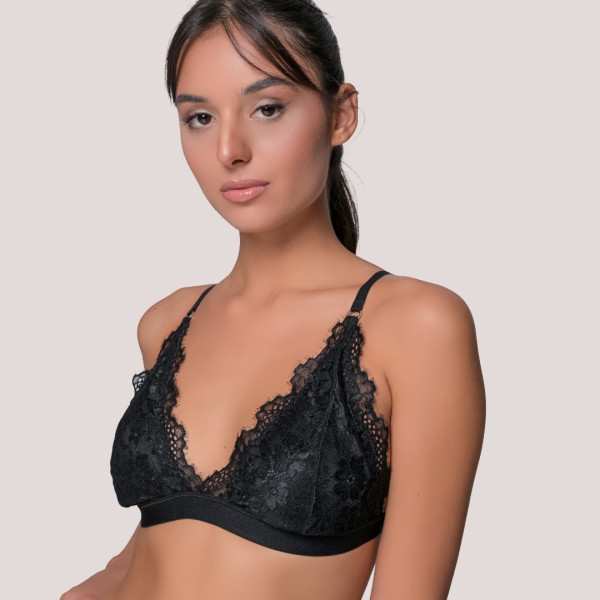Milena by Paris Bralette Lace Σουτιέν με φανταστική δαντέλα Μαύρο Black 010195