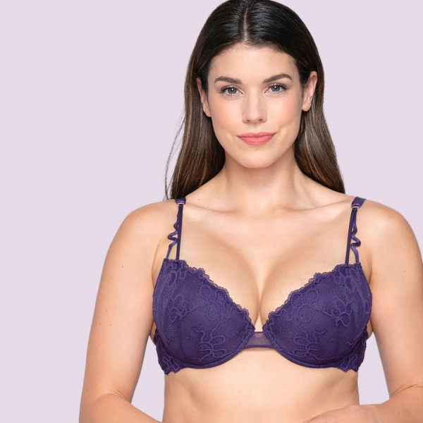 Luna Γυναικείo Σουτιέν Push Upv με δαντέλα Μωβ 15240 Collection Daisy 