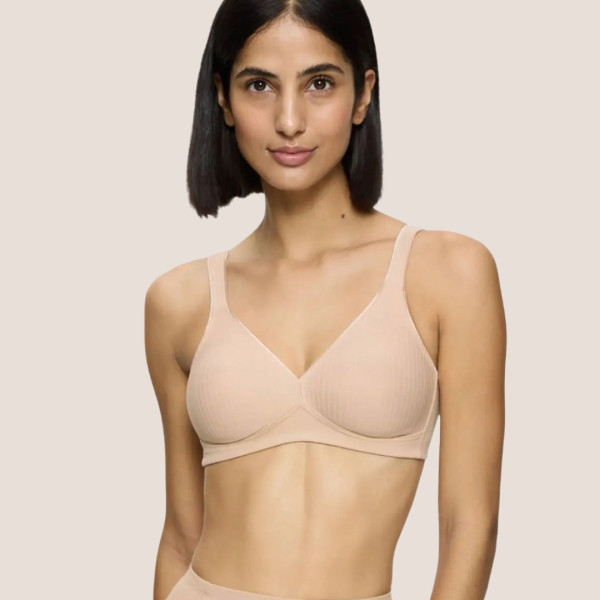Triumph Cotton Classic Stretch Σουτιέν Κλασικό χωρίς Μπανέλα Μπεζ 10186008