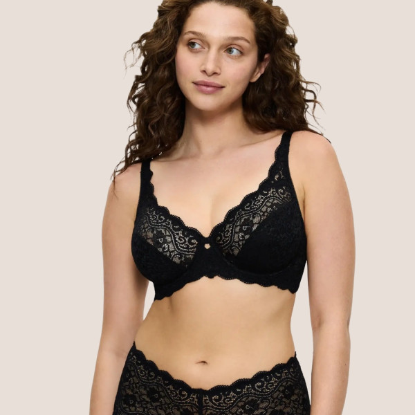 Triumph Amourette W Minimizer Σουτιέν για Μεγάλο στήθος Μαύρο με ελαστική δαντέλα 10209574 0004/04