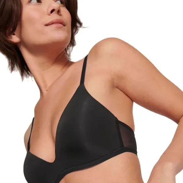  Sloggi Soft adapt pu Γυναικείο εφηβικό μαύρο Μπουστάκι push up χαμηλό ντεκολτέ & αμπάνελο black  102196215.0004/04