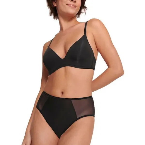  Sloggi Soft adapt pu Γυναικείο εφηβικό μαύρο Μπουστάκι push up χαμηλό ντεκολτέ & αμπάνελο black  102196215.0004/04