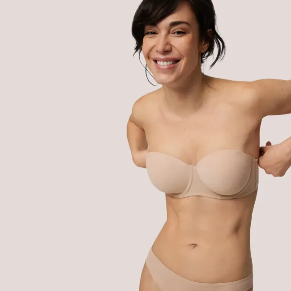 Ysabel Mora Γυναικείο Σουτιέν Strapless Μπεζ με μπανέλα & ενίσχυση B & C Cup με δίχτυ no marks στο πλάϊ  10130 beige