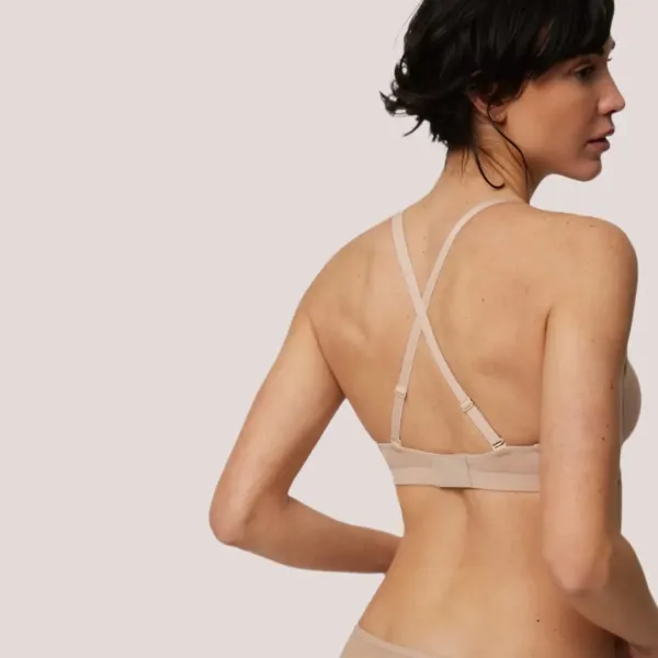 Ysabel Mora Γυναικείο Σουτιέν Strapless Μπεζ με μπανέλα & ενίσχυση B & C Cup με δίχτυ no marks στο πλάϊ  10130 beige