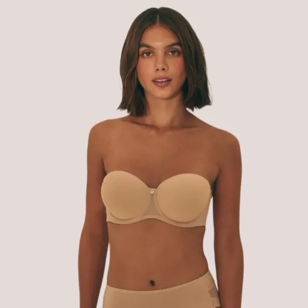 Ysabel Mora Γυναικείο Σουτιέν Strapless Μπεζ με μπανέλα & ενίσχυση B & C Cup με δίχτυ no marks στο πλάϊ  10130 beige