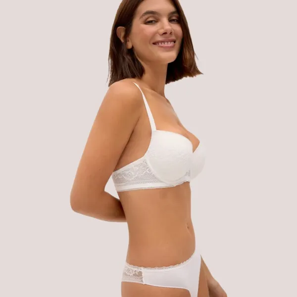 Ysabel Mora Γυναικείο λευκό σουτιέν Push Up με δαντέλα 10828 B Cup Perla  Special You