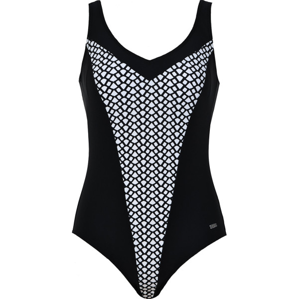 Naturana Γυναικείο Κλασικό Ολόσωμο Μαγιό Mαύρο 31540 Μεγάλα Μεγέθη Beachwear Swimsuit 