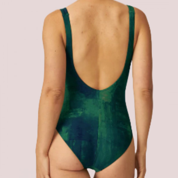 Naturana Γυναικείο Ολόσωμο Μαγιό Xωρίς Ρυθμιζόμενες Tιράντες Πράσινο με V ντεκολτέ 73468 Beachwear Swimsuit 