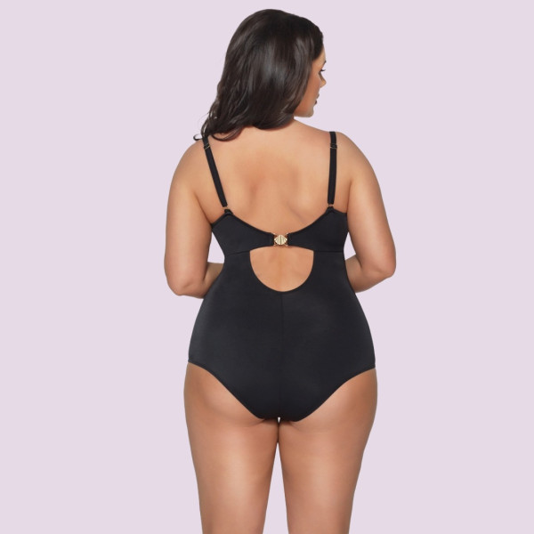 Ava  Γυναικείο Μαύρο Ολόσωμο Μαγιό Με Ελαφρια Ενίσχυση για Μεγάλο Στήθος SKJ-58