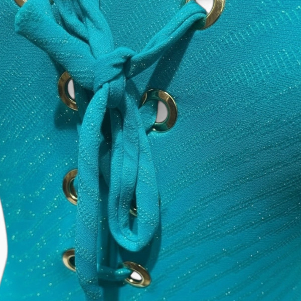 Bilitis Γυναικείο Ολόσωμο Μαγιώ shaper με δέσιμο χρυσά τρουκ μπροστά Seaview Βεραμάν shiny SE202 Luxury collection