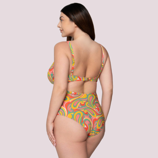 Luna Γυναικείο Μαγιό Drop ολόσωμο με ενίσχυση με ρυθμιζόμενες τιράντες κοραλί με Χρυσό κέντημα summer collection 94619