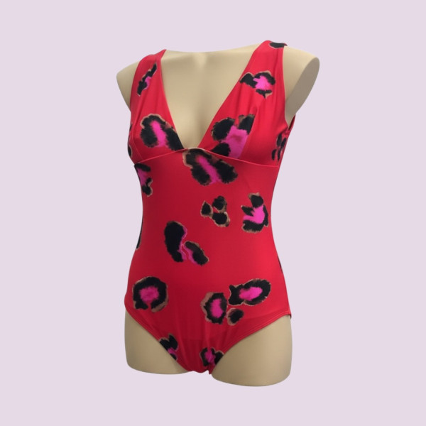 Naturana Γυναικείο  Ολόσωμο κλασσικό Κόκκινο  Μαγιό με ρυθμιζόμενες Tιράντες  73457 RED Beachwear Swimsuit 