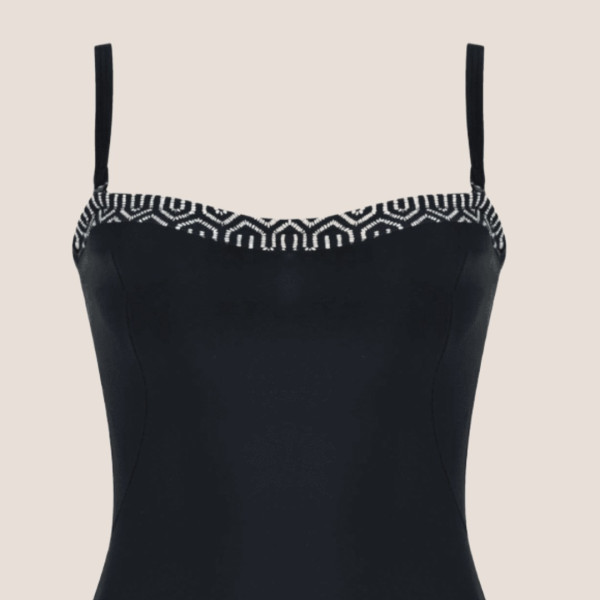 Naturana Γυναικείο  Ολόσωμο μαύρο  Μαγιό με ρυθμιζόμενες τιράντες 73460 Black Beachwear Swimsuit 