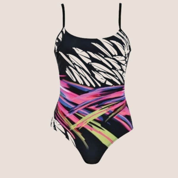 Naturana Γυναικείο  Ολόσωμο Μαύρο  Μαγιό με ρυθμιζόμενες τιράντες 73463 Black Beachwear Swimsuit 