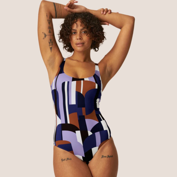 Naturana Γυναικείο  Ολόσωμο σε αποχρώσεις  του μώβ  Μαγιό με ρυθμιζόμενες τιράντες 73473 MAUVE Beachwear Swimsuit 