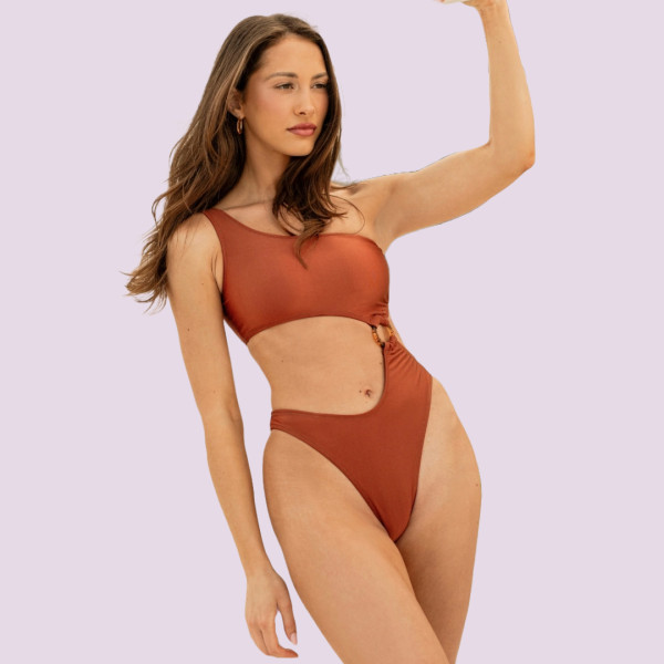 Nikama Γυναικείο ολόσωμο Bronze Brazil Μαγιό Μεταλιζέ με εναν ώμο Amalfi WSW20B