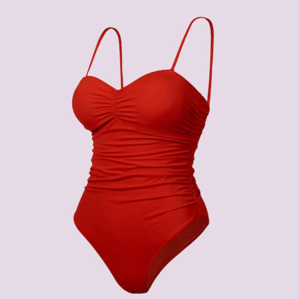 Rock Club γυναικείο κόκκινο σέξυ ολόσωμο μαγιό brazil με σούρες στα πλαινά BP4057