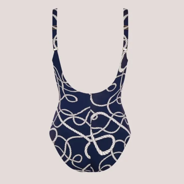Self Γυναικείο Ολόσωμο Milos 3 μαγιό μπλέ με Navy σχέδιο Strapless με αποσπώμενες τιράντες υπέροχη ενίσχυση Plus Sizes Luxury Swimwear Navy Blue S8030V3PE3 17