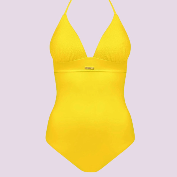 Self  Luxury Swimwear Γυναικείο Ολόσωμο κίτρινο  μαγιό με ενίσχυση στο  ντεκολτέ  Sunny S1026N22-2