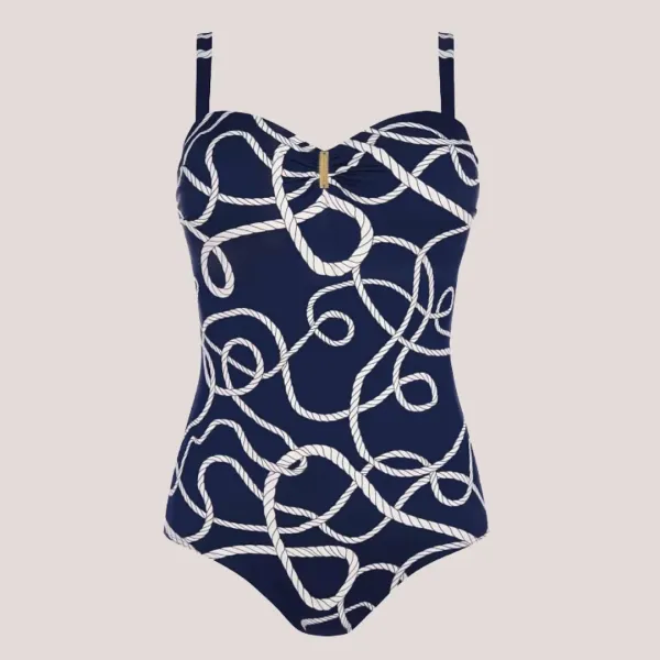 Self Γυναικείο Ολόσωμο Milos 3 μαγιό μπλέ με Navy σχέδιο Strapless με αποσπώμενες τιράντες υπέροχη ενίσχυση Plus Sizes Luxury Swimwear Navy Blue S8030V3PE3 17