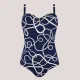 Self Γυναικείο Ολόσωμο Milos 3 μαγιό μπλέ με Navy σχέδιο Strapless με αποσπώμενες τιράντες υπέροχη ενίσχυση Plus Sizes Luxury Swimwear Navy Blue S8030V3PE3 17