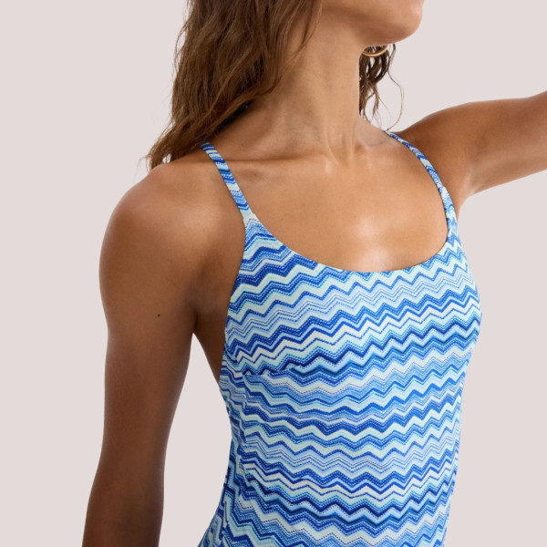 Triumph Γυναικείο Ολόσωμο με zic zac τύπου Missoni Μαγιό ιδανικό μεγάλο Στήθος & μεγάλα μεγέθη σε μπλέ αποχρώσεις 10226495.Μ007